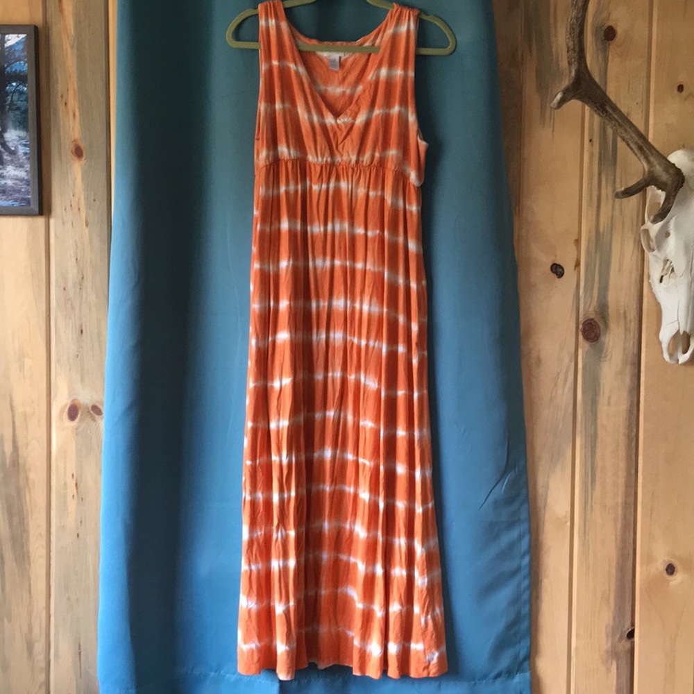 Orange and white striped Maxi dress